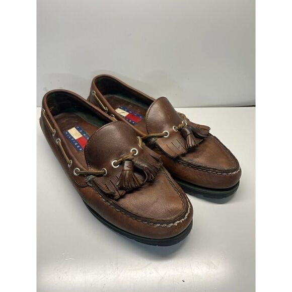 Tommy Hilfiger Vintage Brown Slip-On Tassel Casual Moc Loafers shoes Men's 10M - Picture 1 of 12